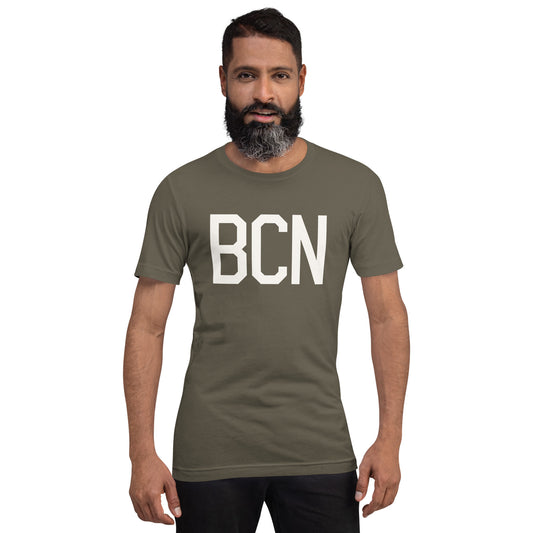 Airport Code T-Shirt - White Graphic • BCN Barcelona • YHM Designs - Image 01
