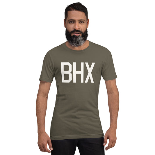 Airport Code T-Shirt - White Graphic • BHX Birmingham • YHM Designs - Image 01