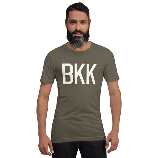 Airport Code T-Shirt - White Graphic • BKK Bangkok • YHM Designs - Image 01
