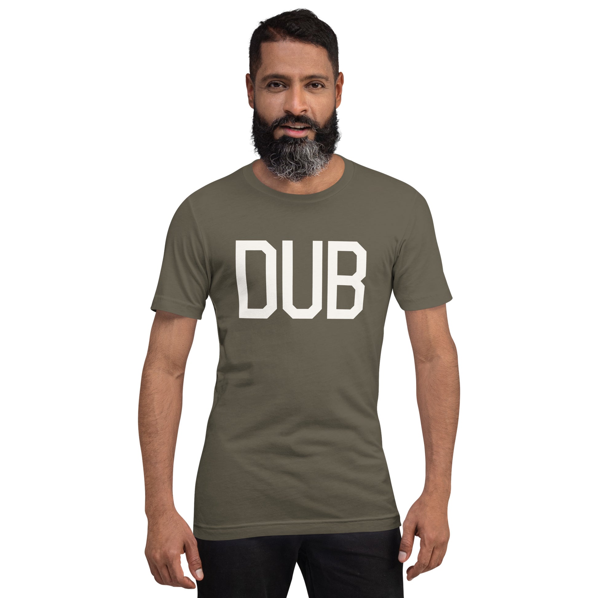 Airport Code T-Shirt - White Graphic • DUB Dublin • YHM Designs - Image 01