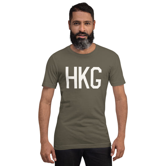 Airport Code T-Shirt - White Graphic • HKG Hong Kong • YHM Designs - Image 01