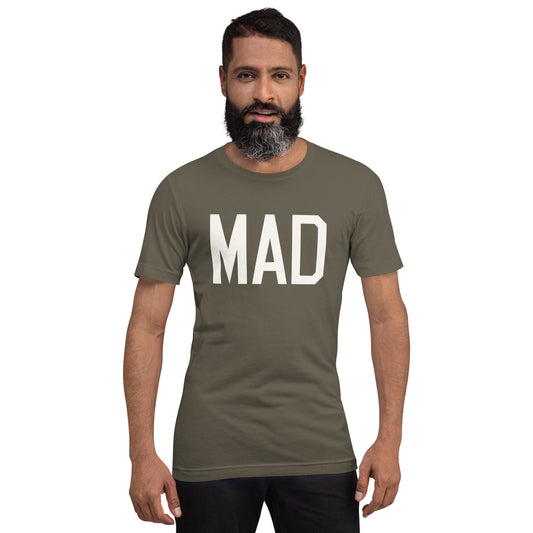 Airport Code T-Shirt - White Graphic • MAD Madrid • YHM Designs - Image 01
