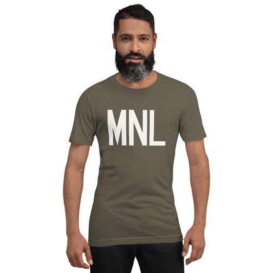 Airport Code T-Shirt - White Graphic • MNL Manila • YHM Designs - Image 01