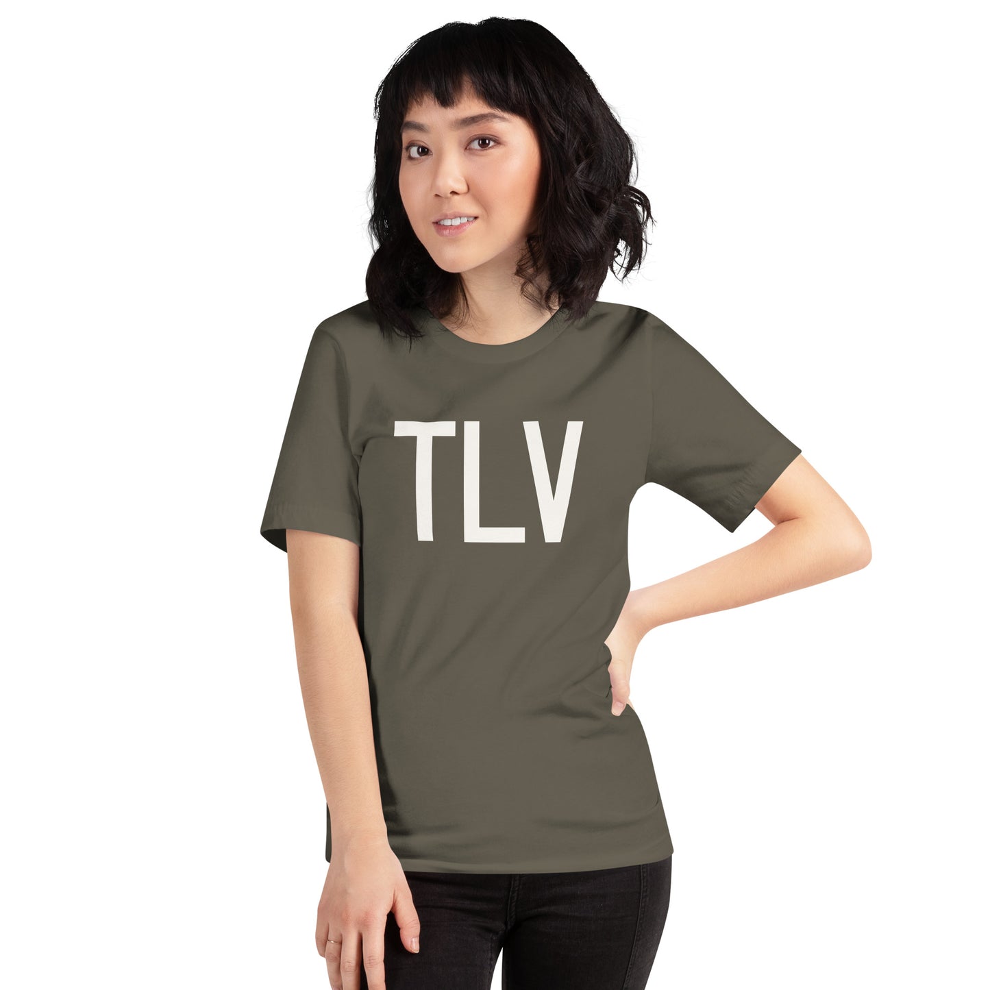Airport Code T-Shirt - White Graphic • TLV Tel Aviv • YHM Designs - Image 05