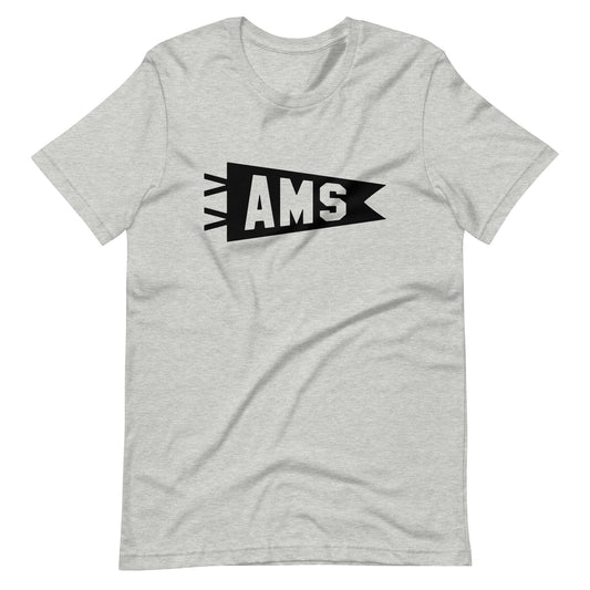 Airport Code T-Shirt - Black Graphic • AMS Amsterdam • YHM Designs - Image 01