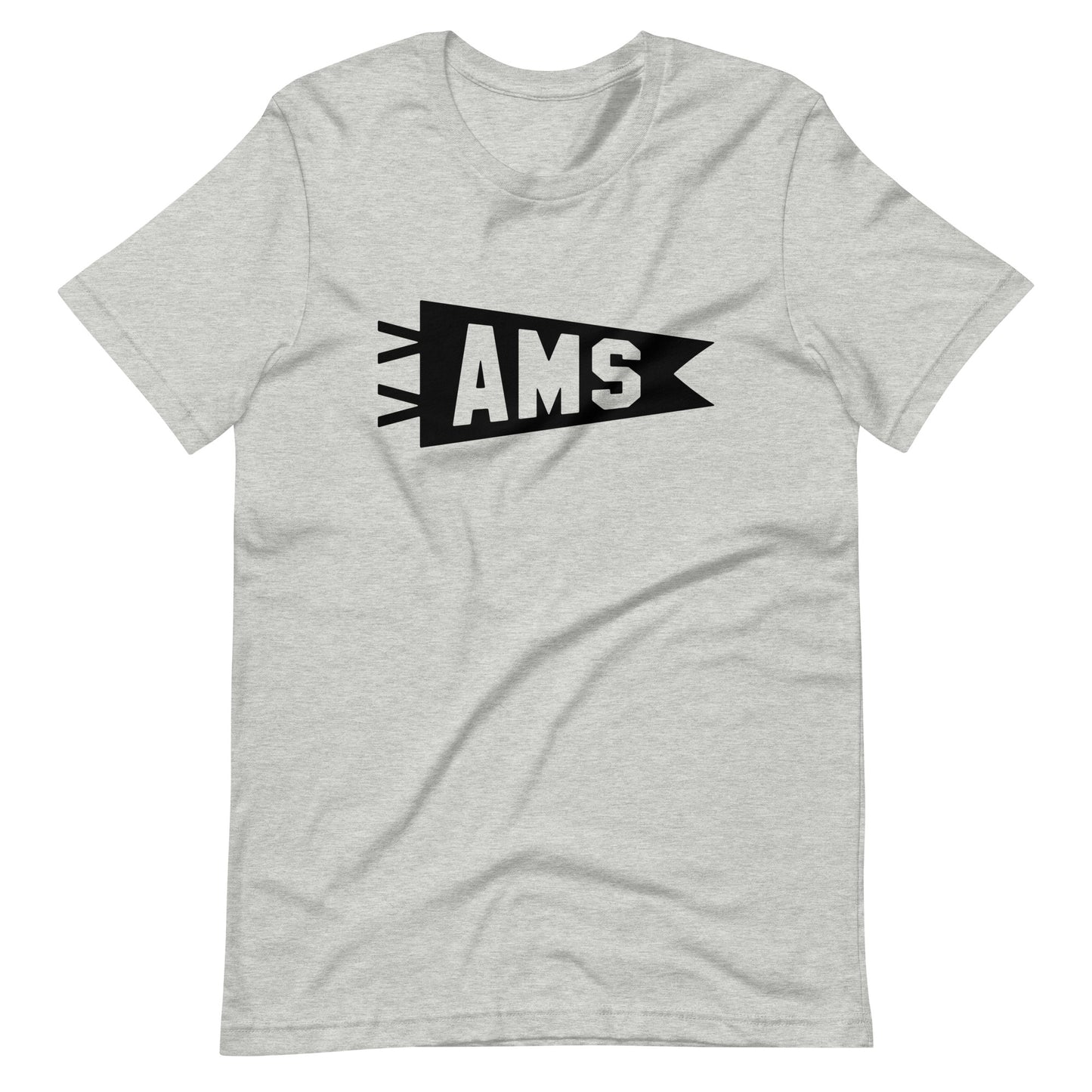 Airport Code T-Shirt - Black Graphic • AMS Amsterdam • YHM Designs - Image 01