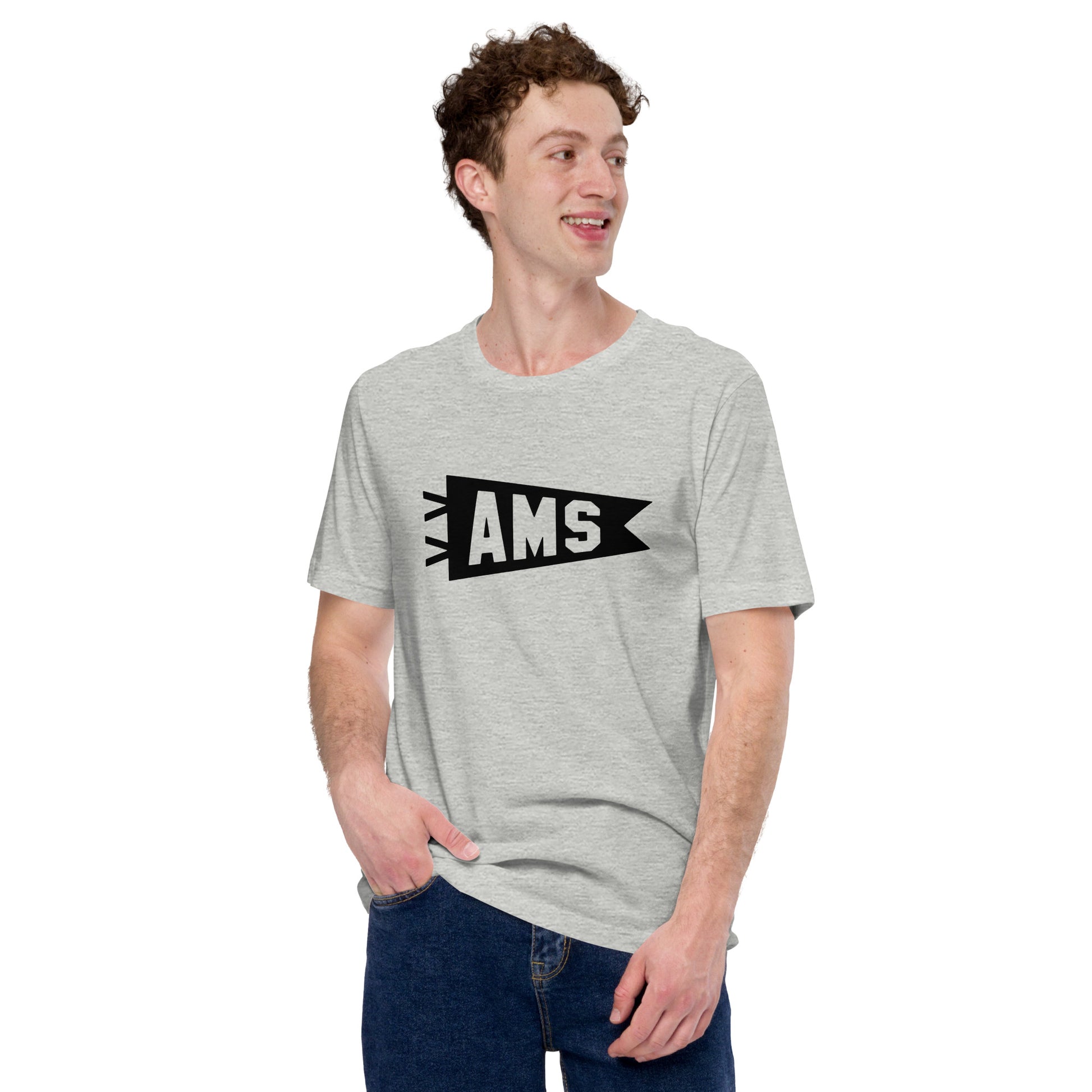 Airport Code T-Shirt - Black Graphic • AMS Amsterdam • YHM Designs - Image 09