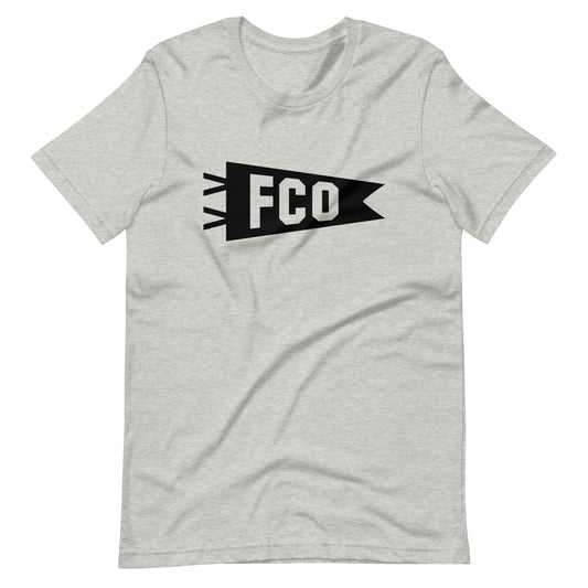 Airport Code T-Shirt - Black Graphic • FCO Rome • YHM Designs - Image 01