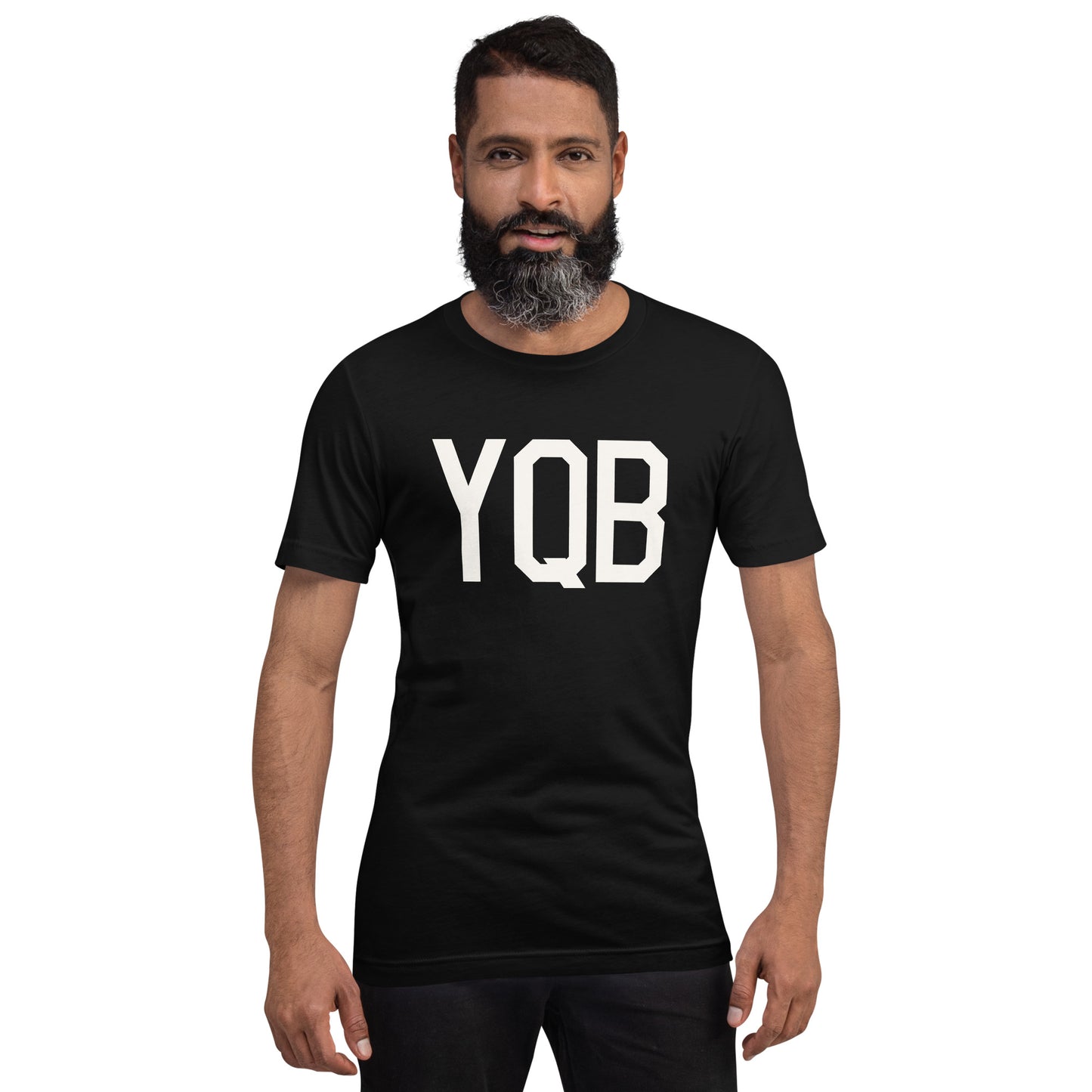 Airport Code T-Shirt - White Graphic • YQB Quebec City • YHM Designs - Image 07