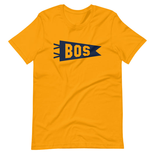 Airport Code T-Shirt - Navy Blue Graphic • BOS Boston • YHM Designs - Image 01