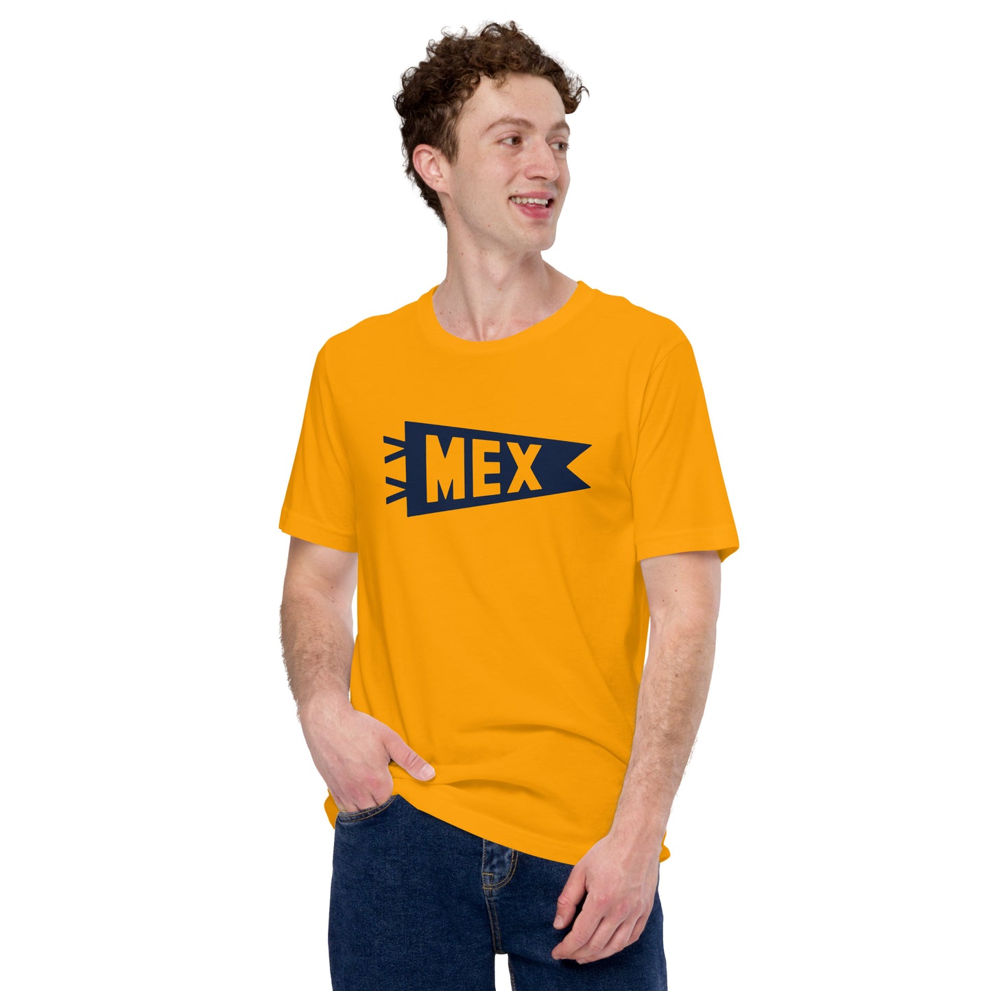 MEX Mexico City Unisex T-Shirt • Banner Design in Navy Blue • YHM Designs - Image 05
