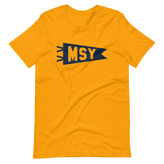 Airport Code T-Shirt - Navy Blue Graphic • MSY New Orleans • YHM Designs - Image 01