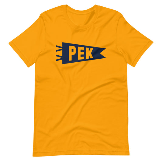 Airport Code T-Shirt - Navy Blue Graphic • PEK Beijing • YHM Designs - Image 01