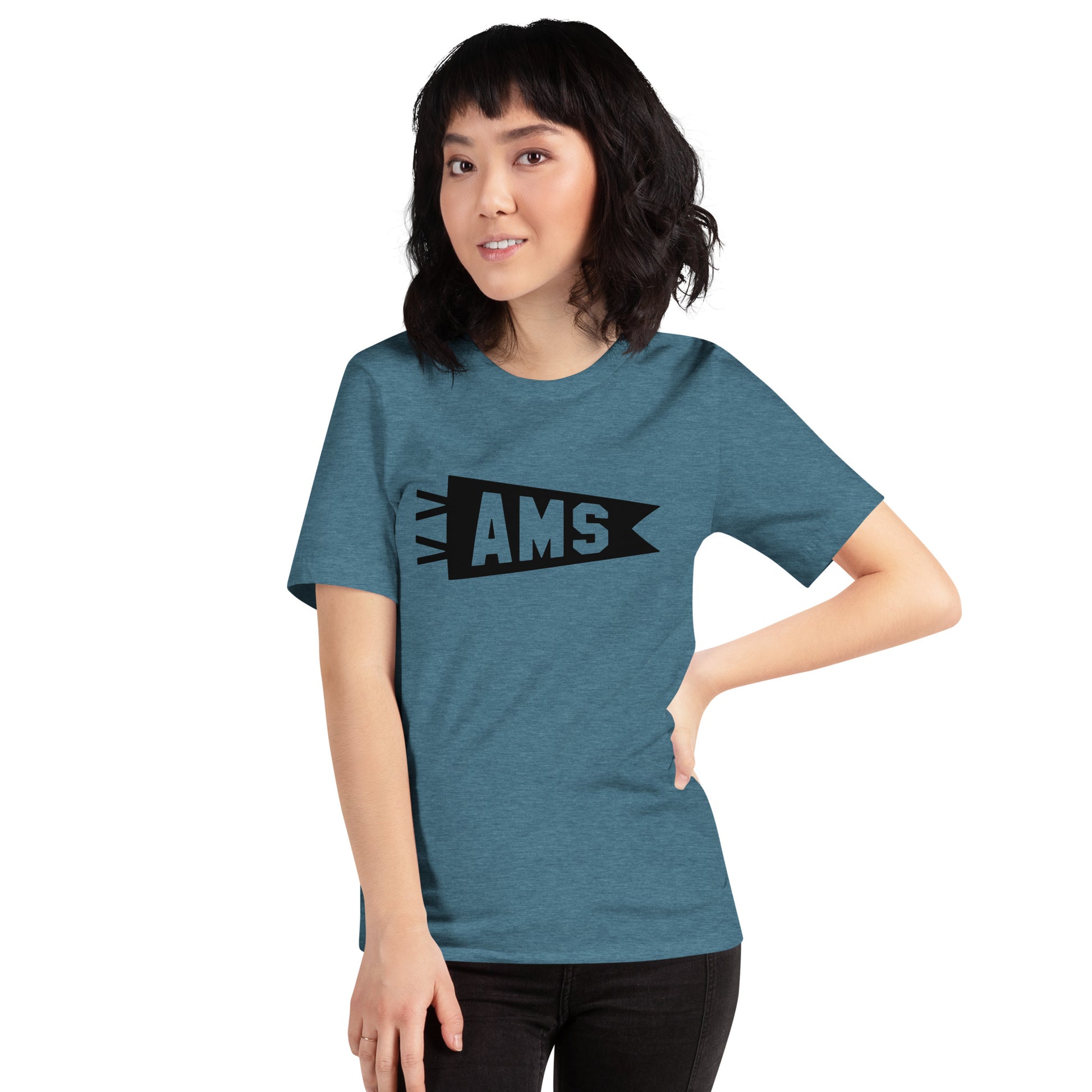 Airport Code T-Shirt - Black Graphic • AMS Amsterdam • YHM Designs - Image 05