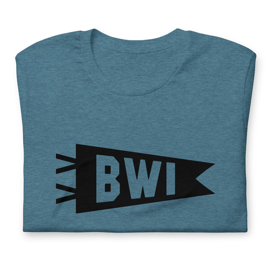 Airport Code T-Shirt - Black Graphic • BWI Baltimore • YHM Designs - Image 02