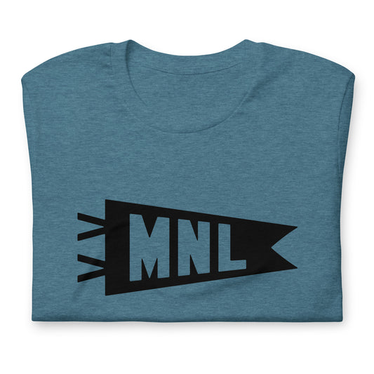 Airport Code T-Shirt - Black Graphic • MNL Manila • YHM Designs - Image 02