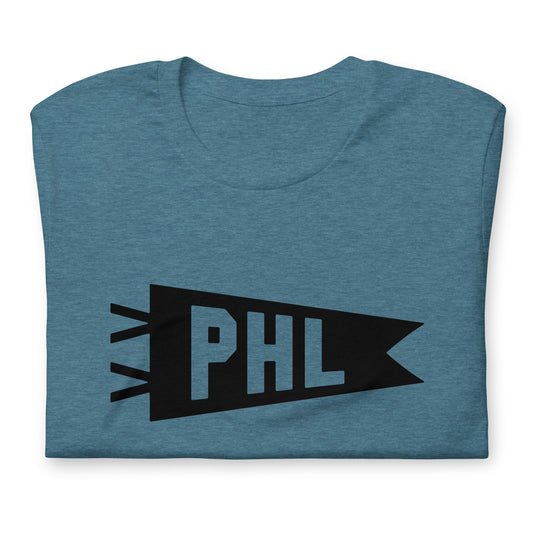 Airport Code T-Shirt - Black Graphic • PHL Philadelphia • YHM Designs - Image 02