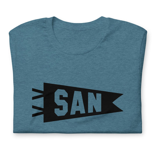 Airport Code T-Shirt - Black Graphic • SAN San Diego • YHM Designs - Image 02