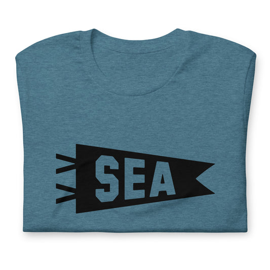 Airport Code T-Shirt - Black Graphic • SEA Seattle • YHM Designs - Image 02
