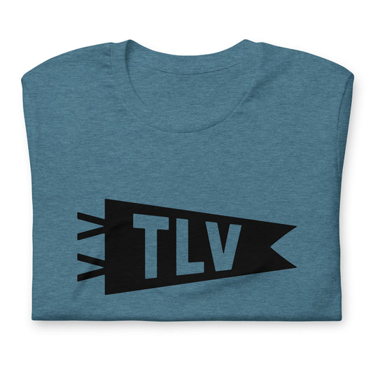 Airport Code T-Shirt - Black Graphic • TLV Tel Aviv • YHM Designs - Image 02