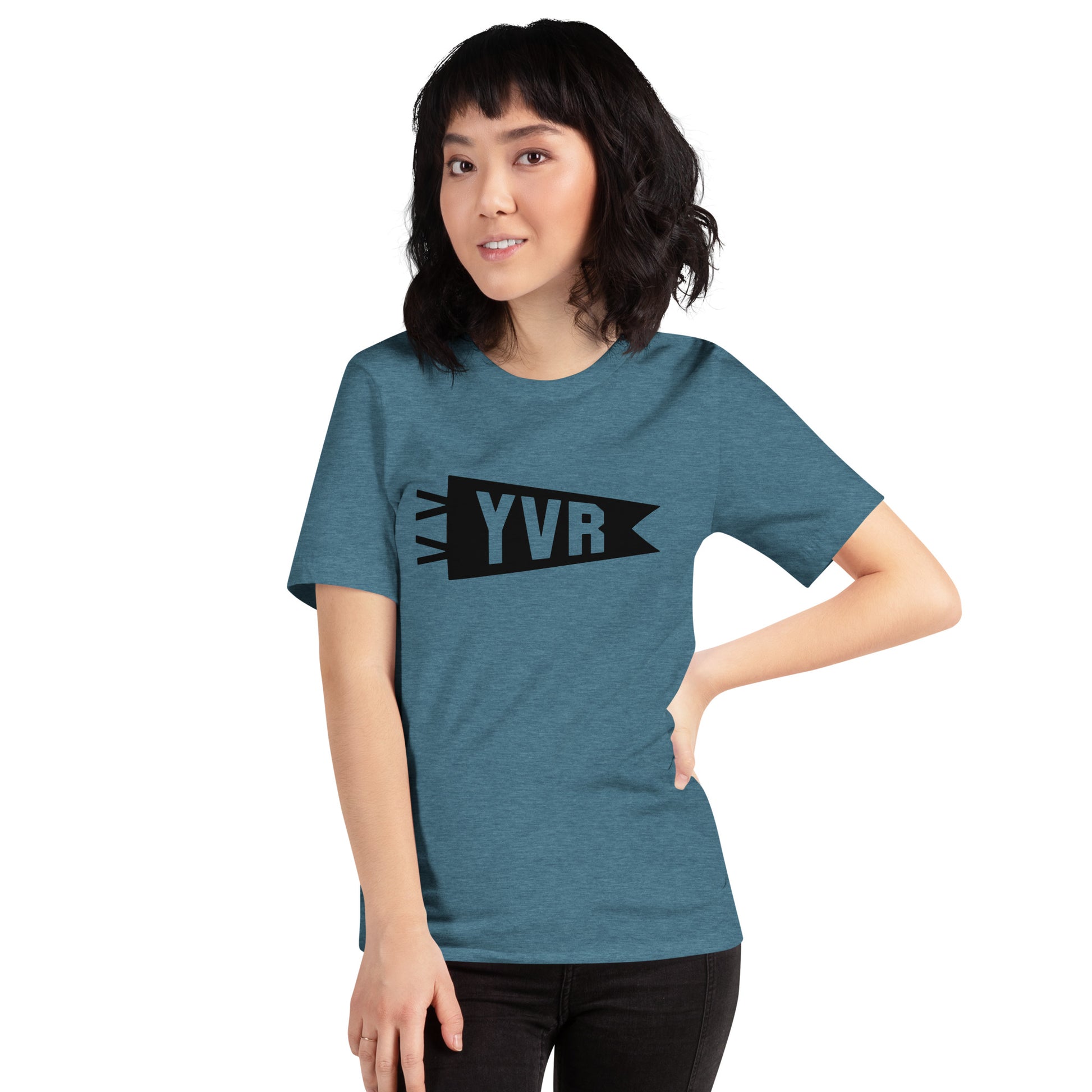 Airport Code T-Shirt - Black Graphic • YVR Vancouver • YHM Designs - Image 05