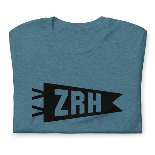 Airport Code T-Shirt - Black Graphic • ZRH Zurich • YHM Designs - Image 02