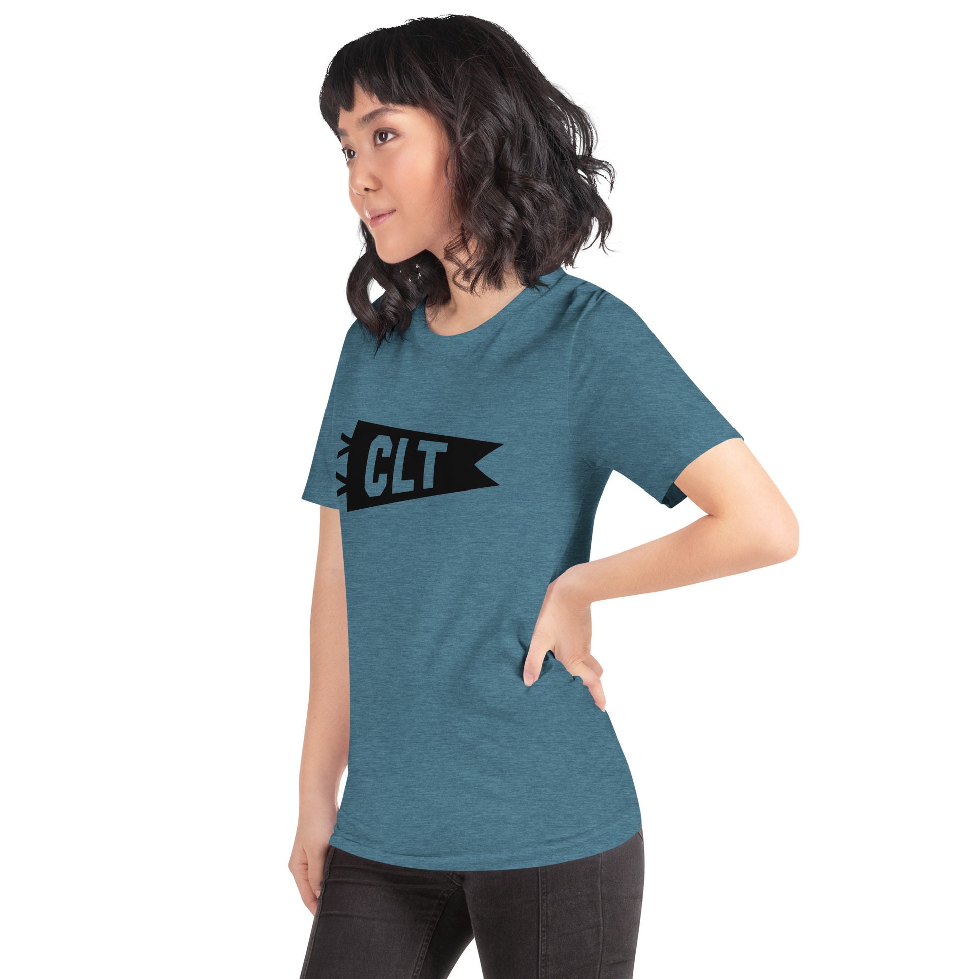 Airport Code T-Shirt - Black Graphic • CLT Charlotte • YHM Designs - Image 04