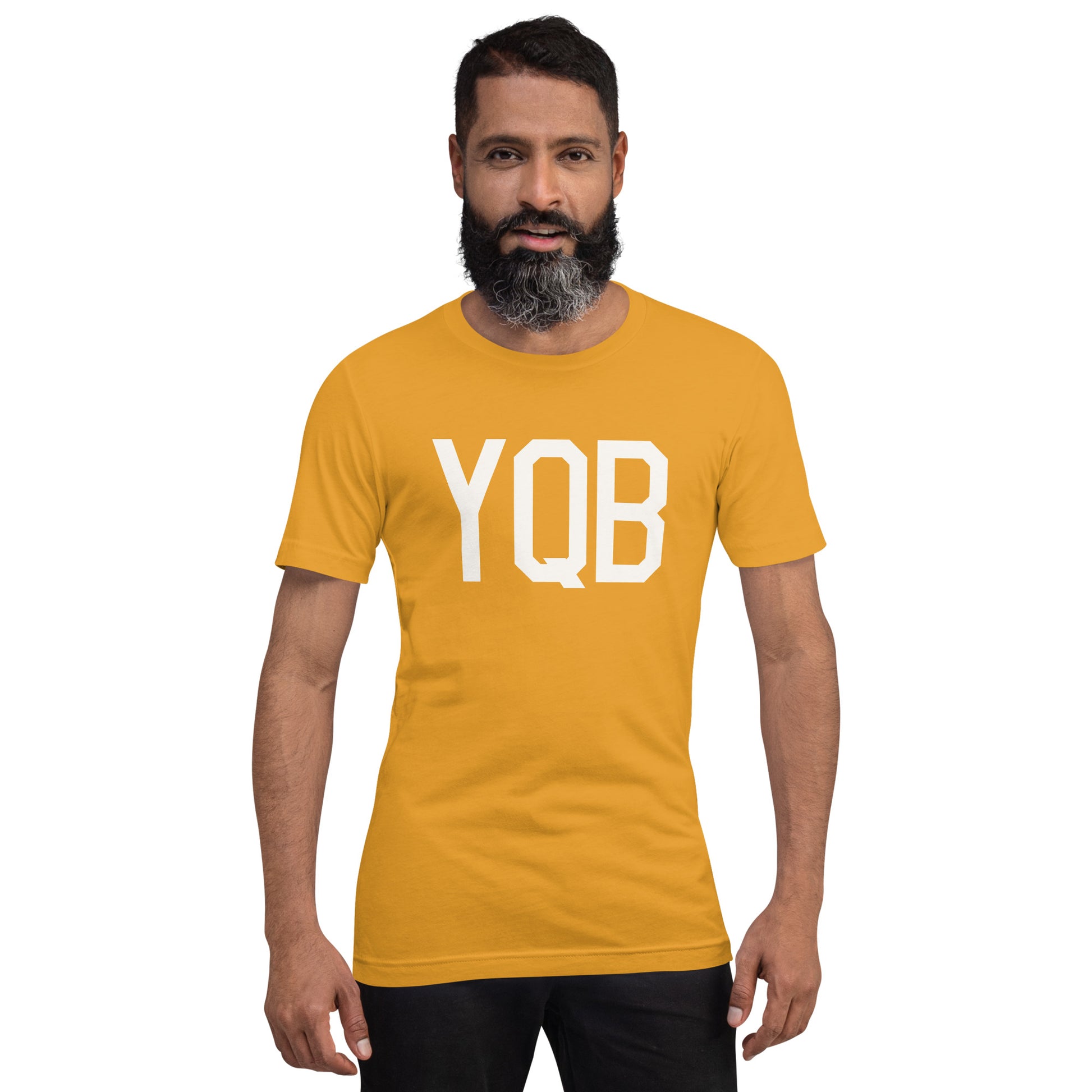 Airport Code T-Shirt - White Graphic • YQB Quebec City • YHM Designs - Image 09