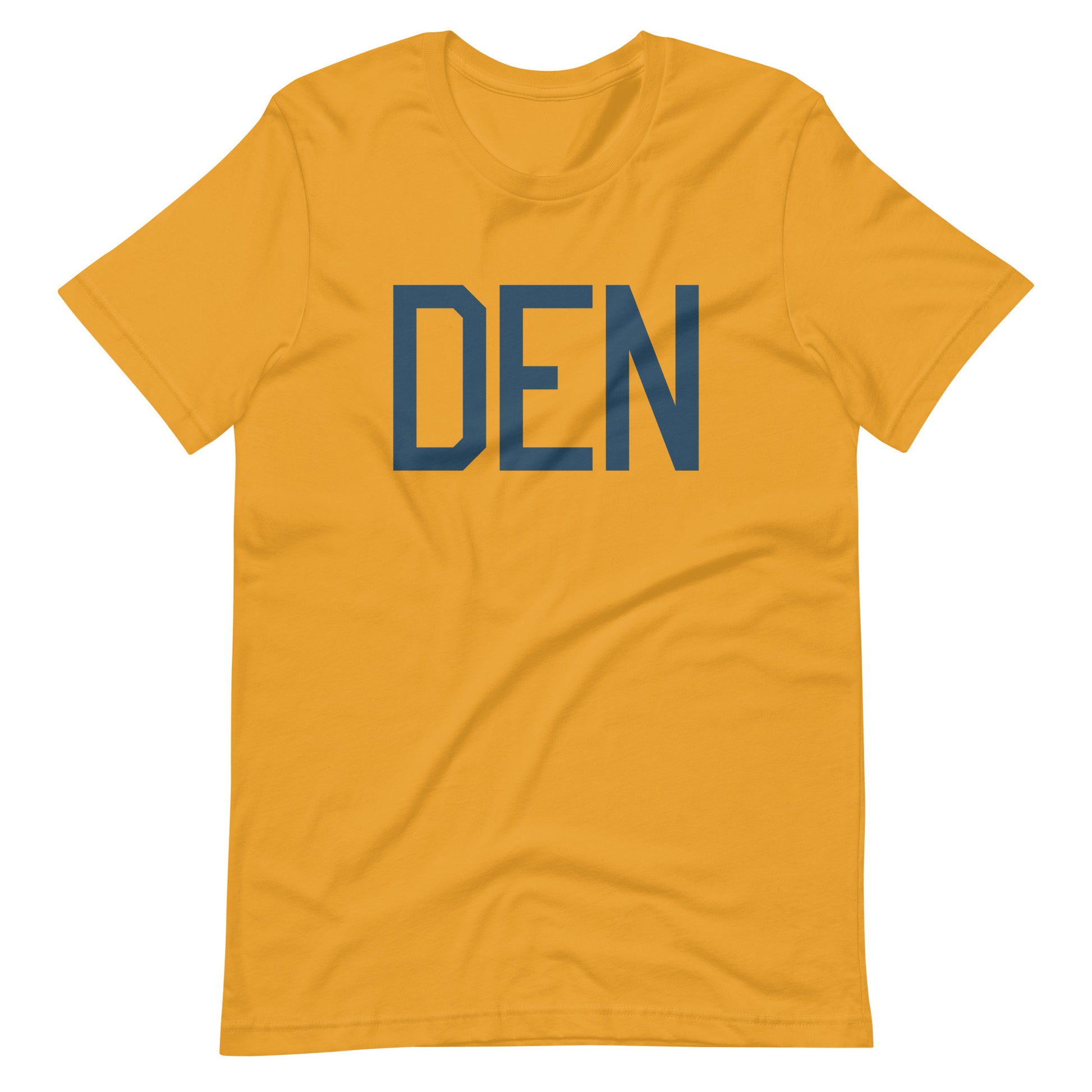 DEN Denver Unisex T-Shirt • Air Force Lettering in Arapawa Blue • YHM Designs - Image 02