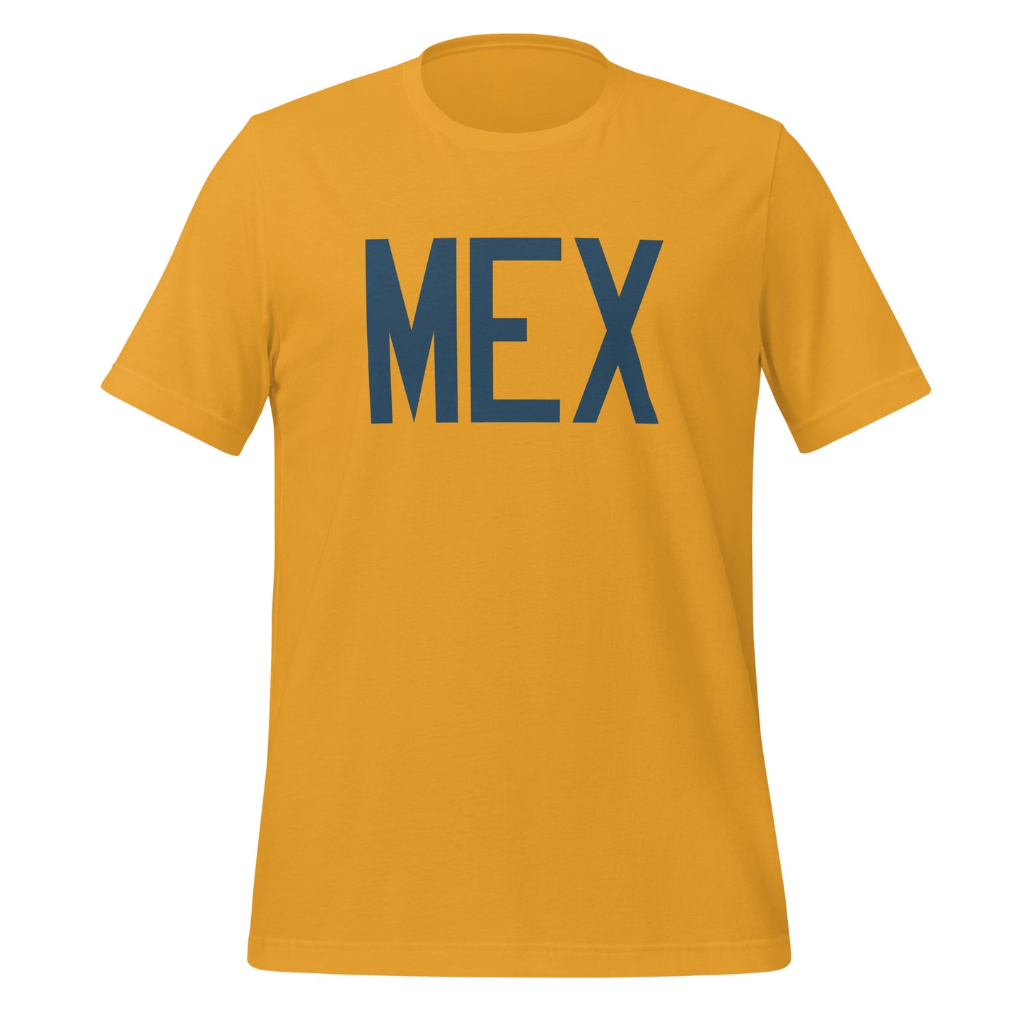MEX Mexico City Unisex T-Shirt • Air Force Lettering in Arapawa Blue • YHM Designs - Image 06