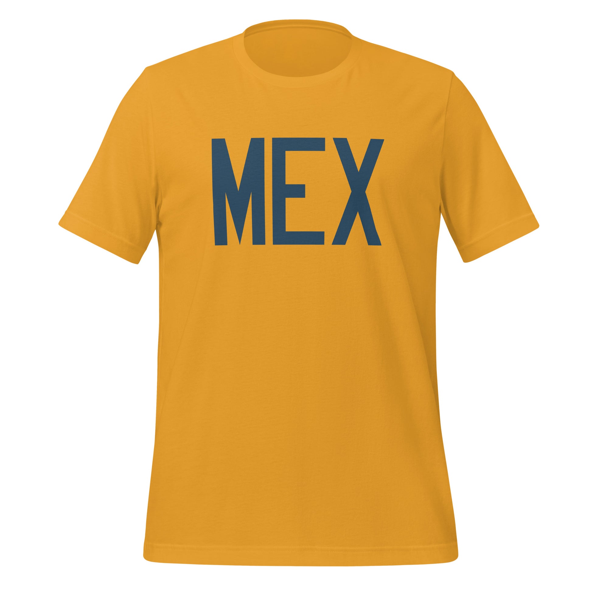 MEX Mexico City Unisex T-Shirt • Air Force Lettering in Arapawa Blue • YHM Designs - Image 06