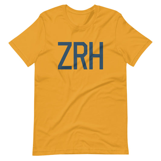 Aviation Lover Unisex T-Shirt - Blue Graphic • ZRH Zurich • YHM Designs - Image 02