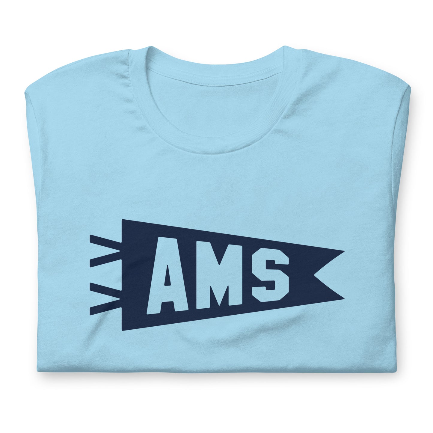 Airport Code T-Shirt - Navy Blue Graphic • AMS Amsterdam • YHM Designs - Image 06