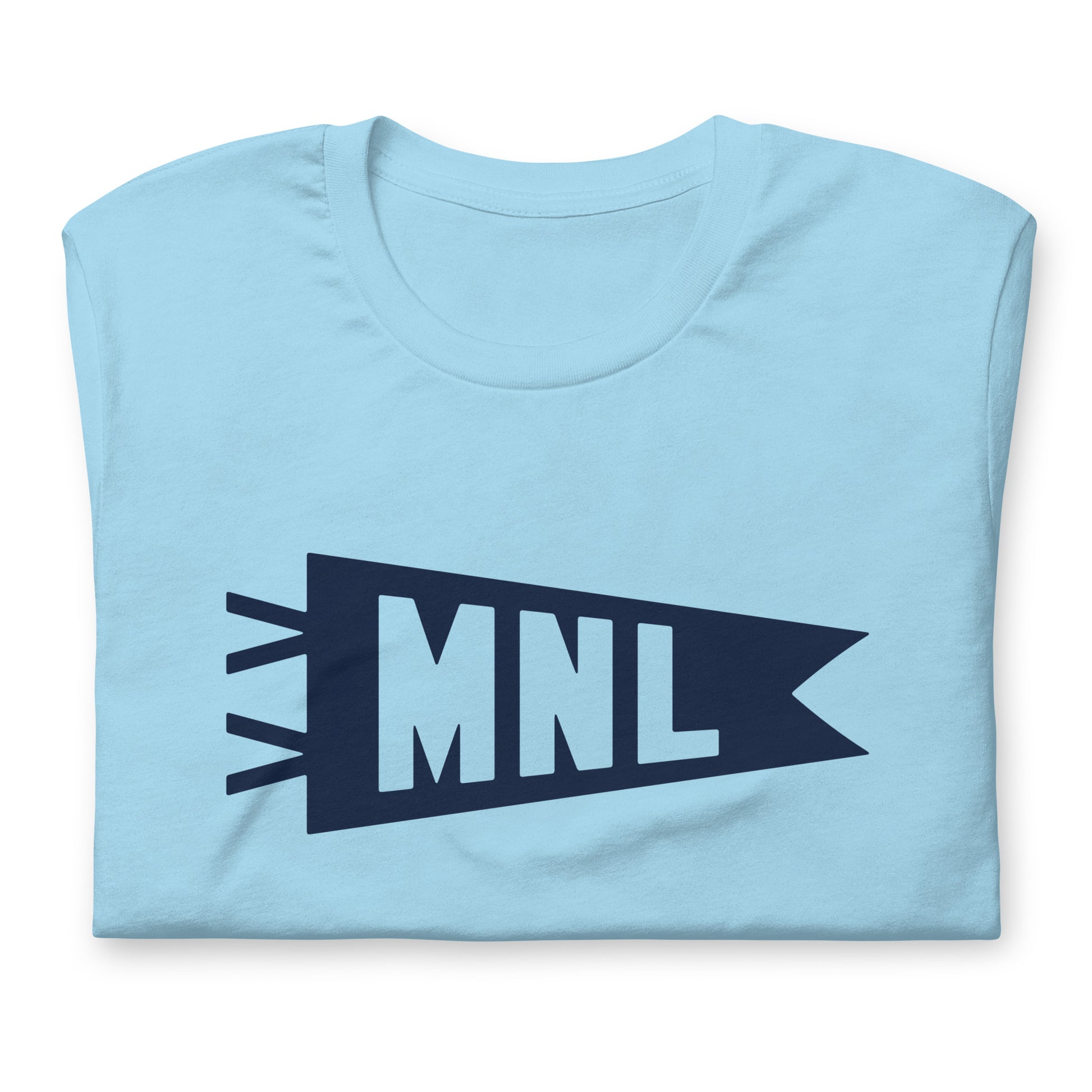 MNL Manila Unisex T-Shirt • Banner Design in Navy Blue • YHM Designs - Image 06