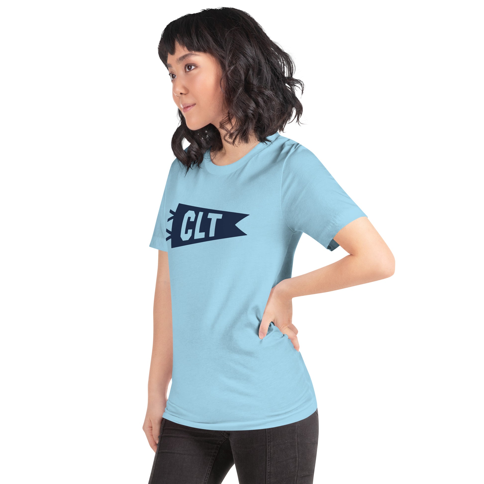 Airport Code T-Shirt - Navy Blue Graphic • CLT Charlotte • YHM Designs - Image 08