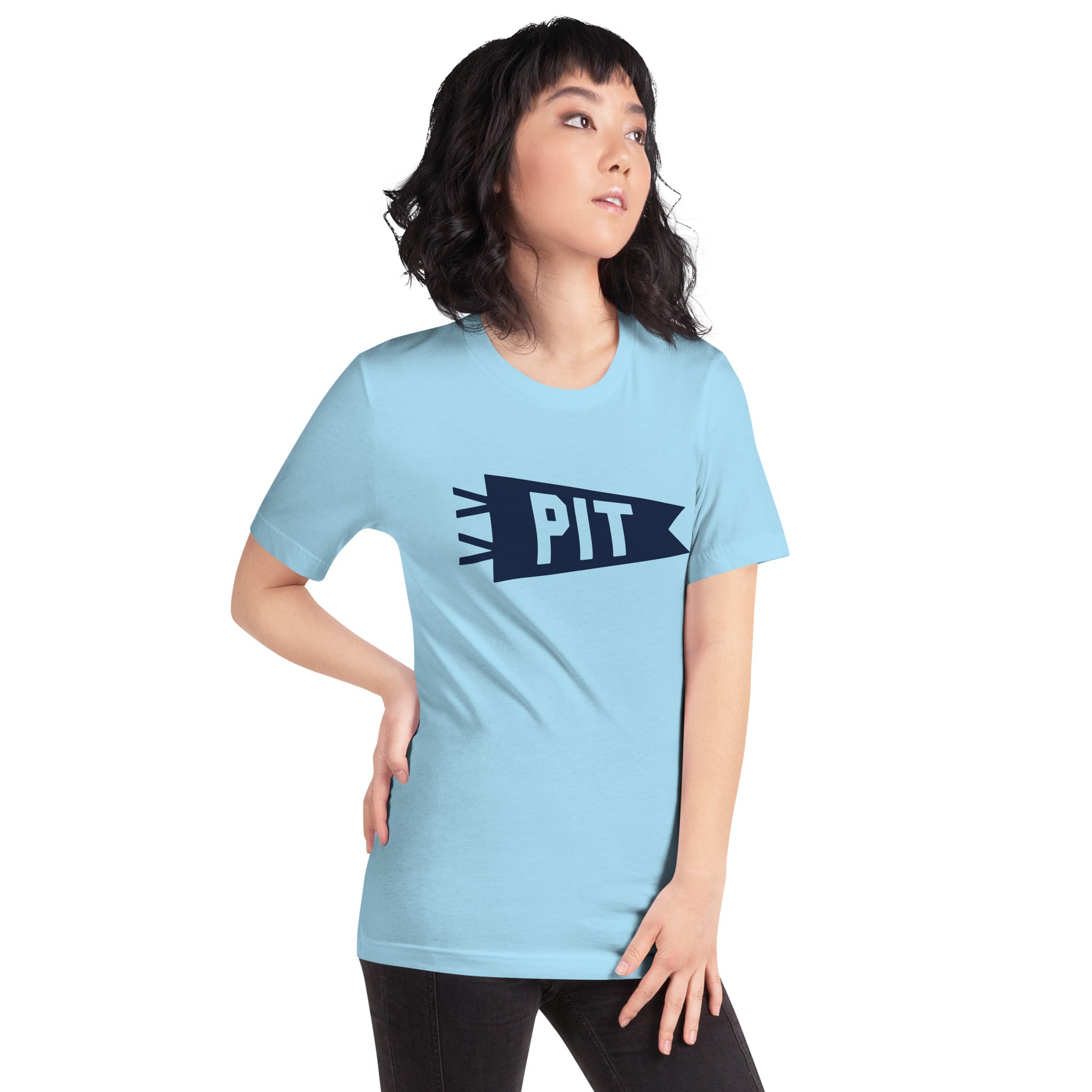 Airport Code T-Shirt - Navy Blue Graphic • PIT Pittsburgh • YHM Designs - Image 07