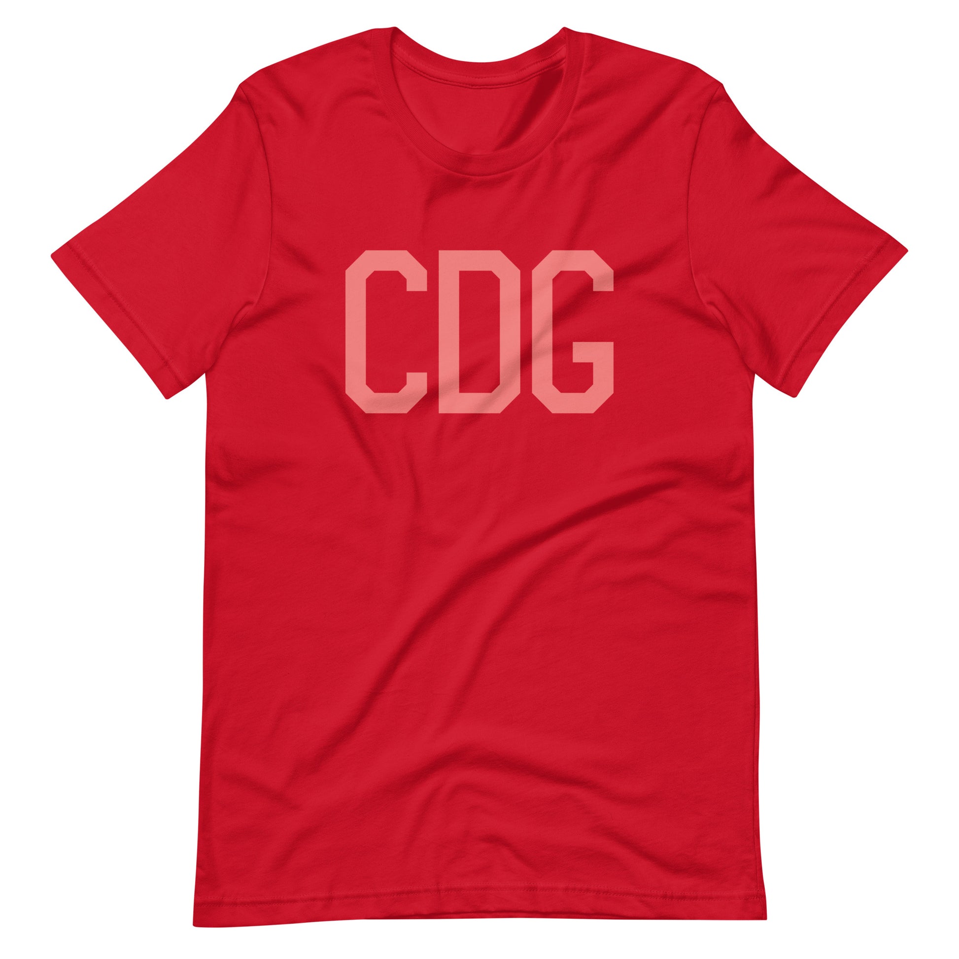 CDG Paris Unisex T-Shirt • Air Force Lettering in Salmon Pink • YHM Designs - Image 01