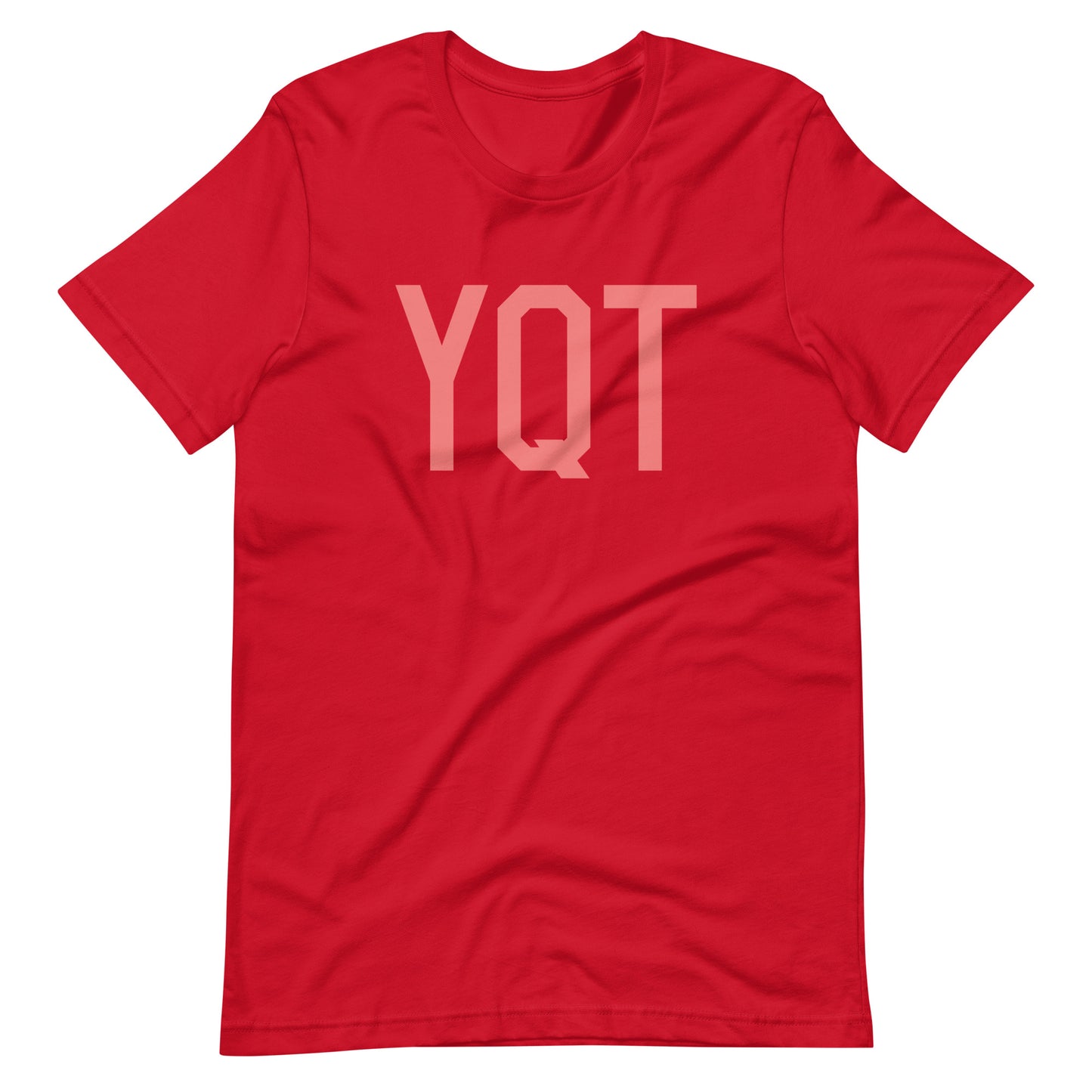 YQT Thunder Bay Unisex T-Shirt • Air Force Lettering in Salmon Pink • YHM Designs - Image 01