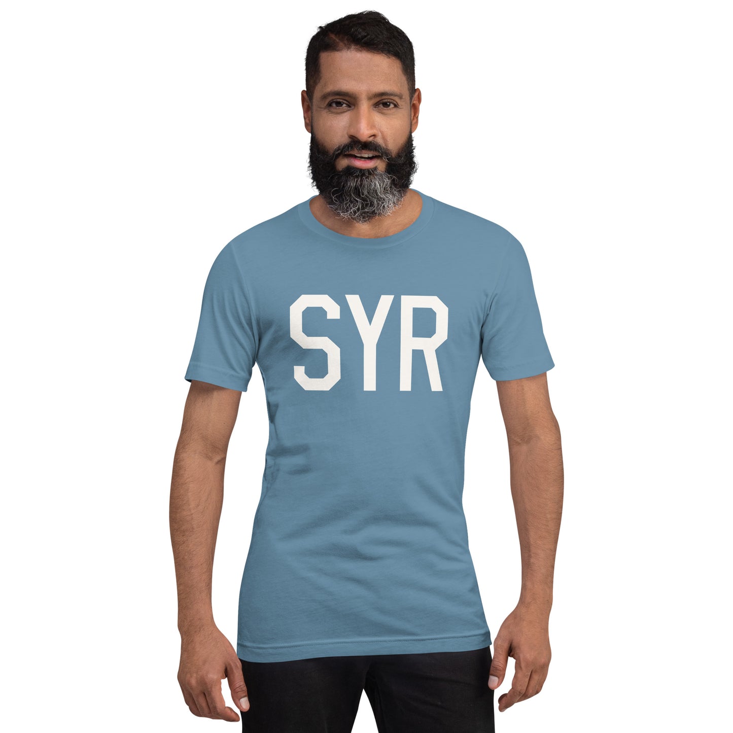 Airport Code T-Shirt - White Graphic • SYR Syracuse • YHM Designs - Image 09