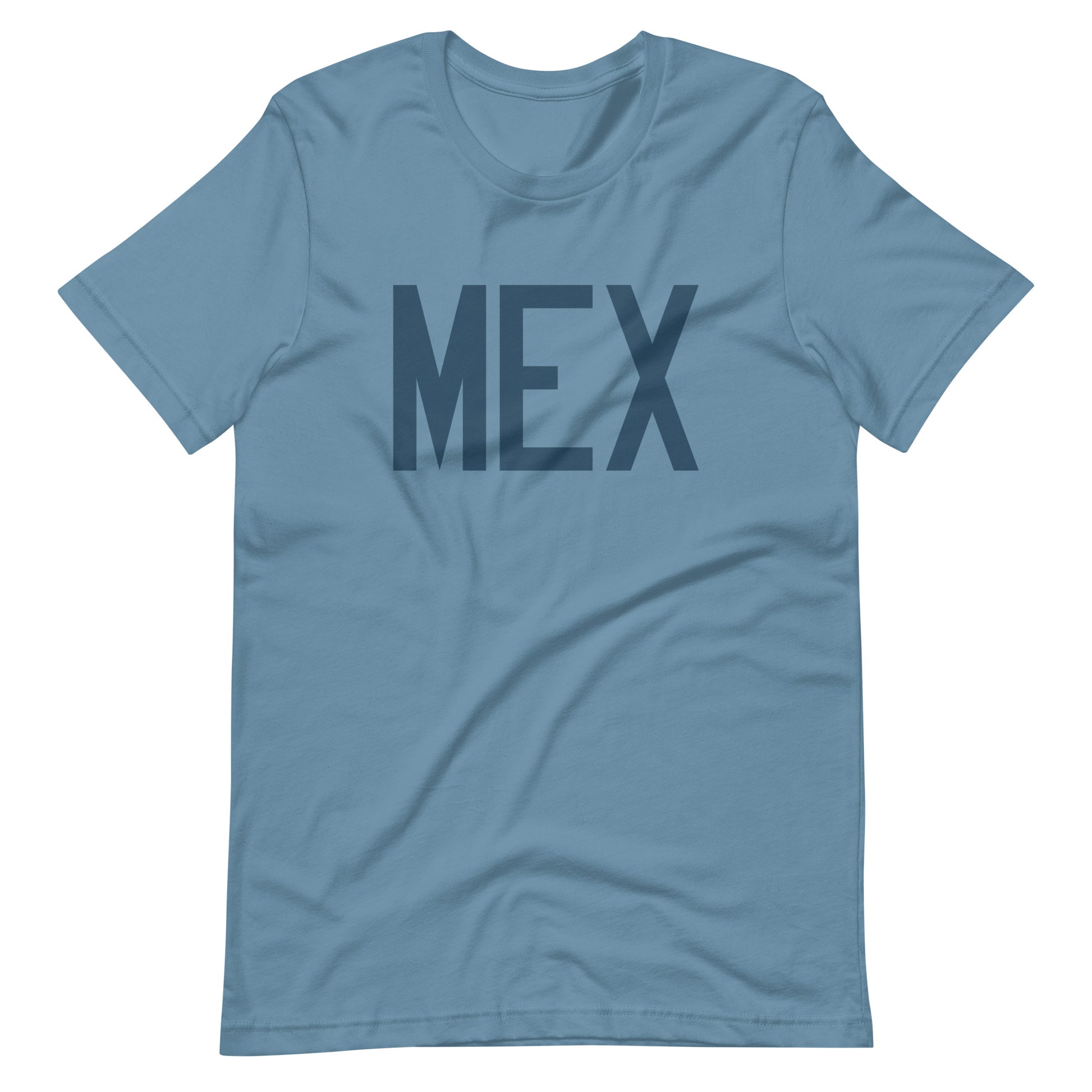 MEX Mexico City Unisex T-Shirt • Air Force Lettering in Arapawa Blue • YHM Designs - Image 01