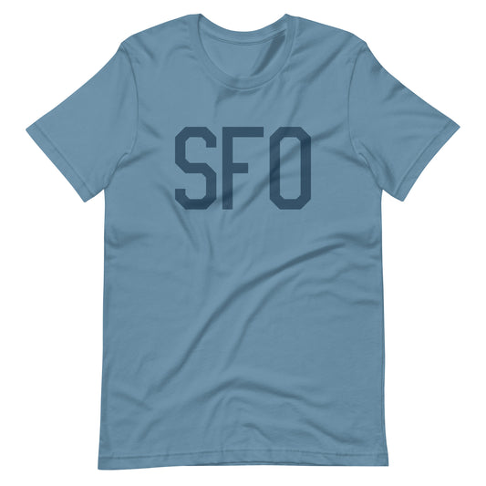 Aviation Lover Unisex T-Shirt - Blue Graphic • SFO San Francisco • YHM Designs - Image 01
