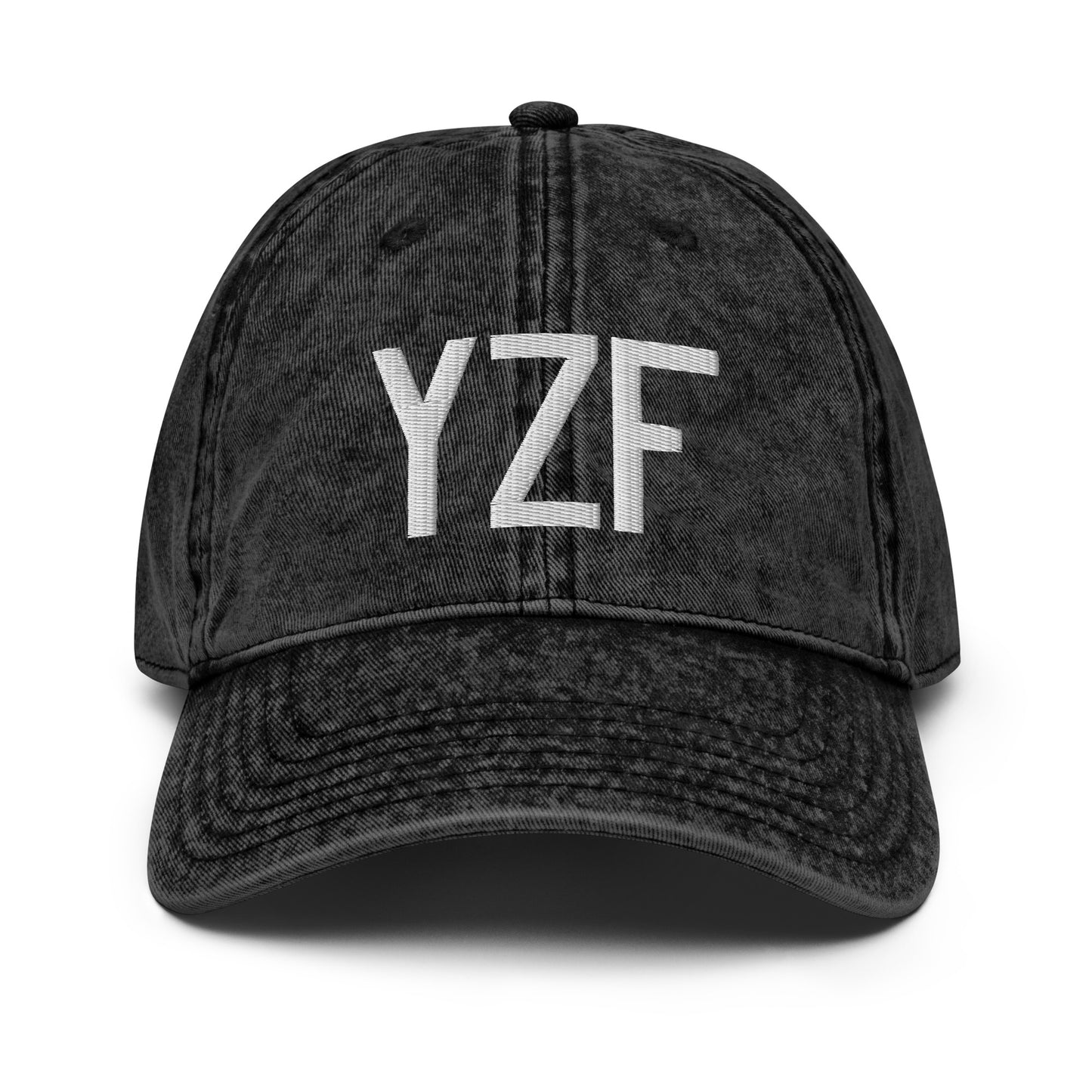 Airport Code Twill Cap - White • YZF Yellowknife • YHM Designs - Image 14