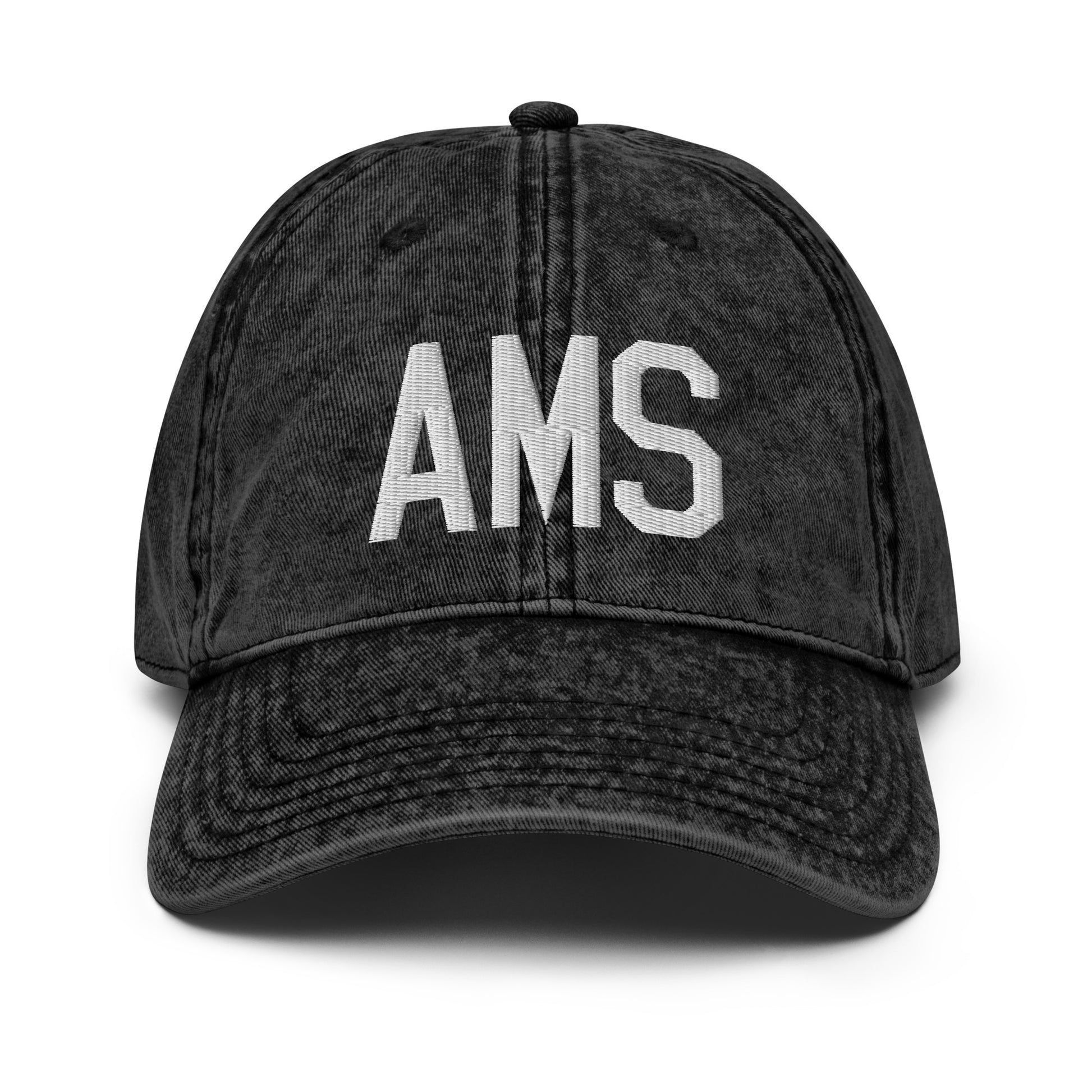 Airport Code Twill Cap - White • AMS Amsterdam • YHM Designs - Image 14