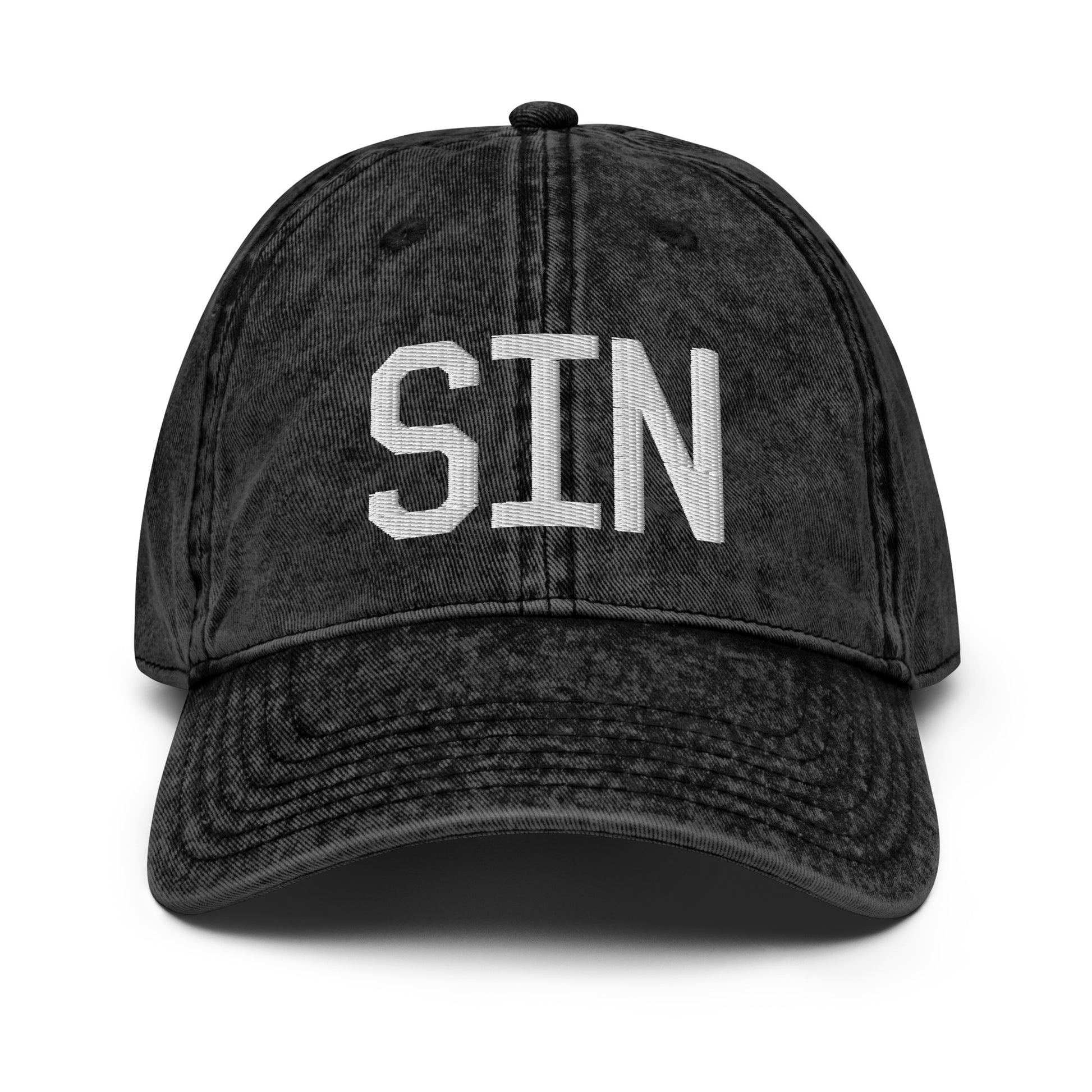 Airport Code Twill Cap - White • SIN Singapore • YHM Designs - Image 14