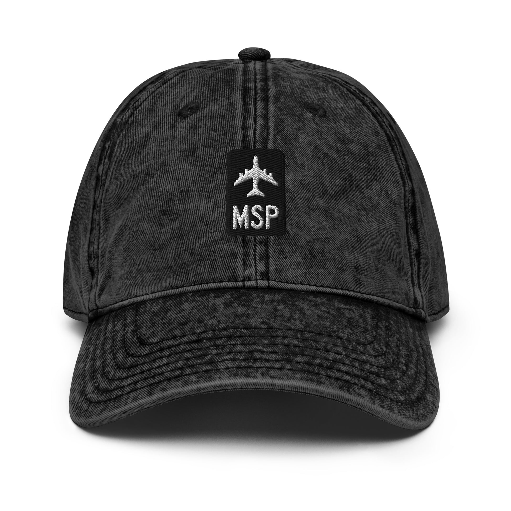 Jetliner Vintage Cotton Twill Baseball Cap • Black/White • MSP Minneapolis Souvenir • YHM Designs - Image 08