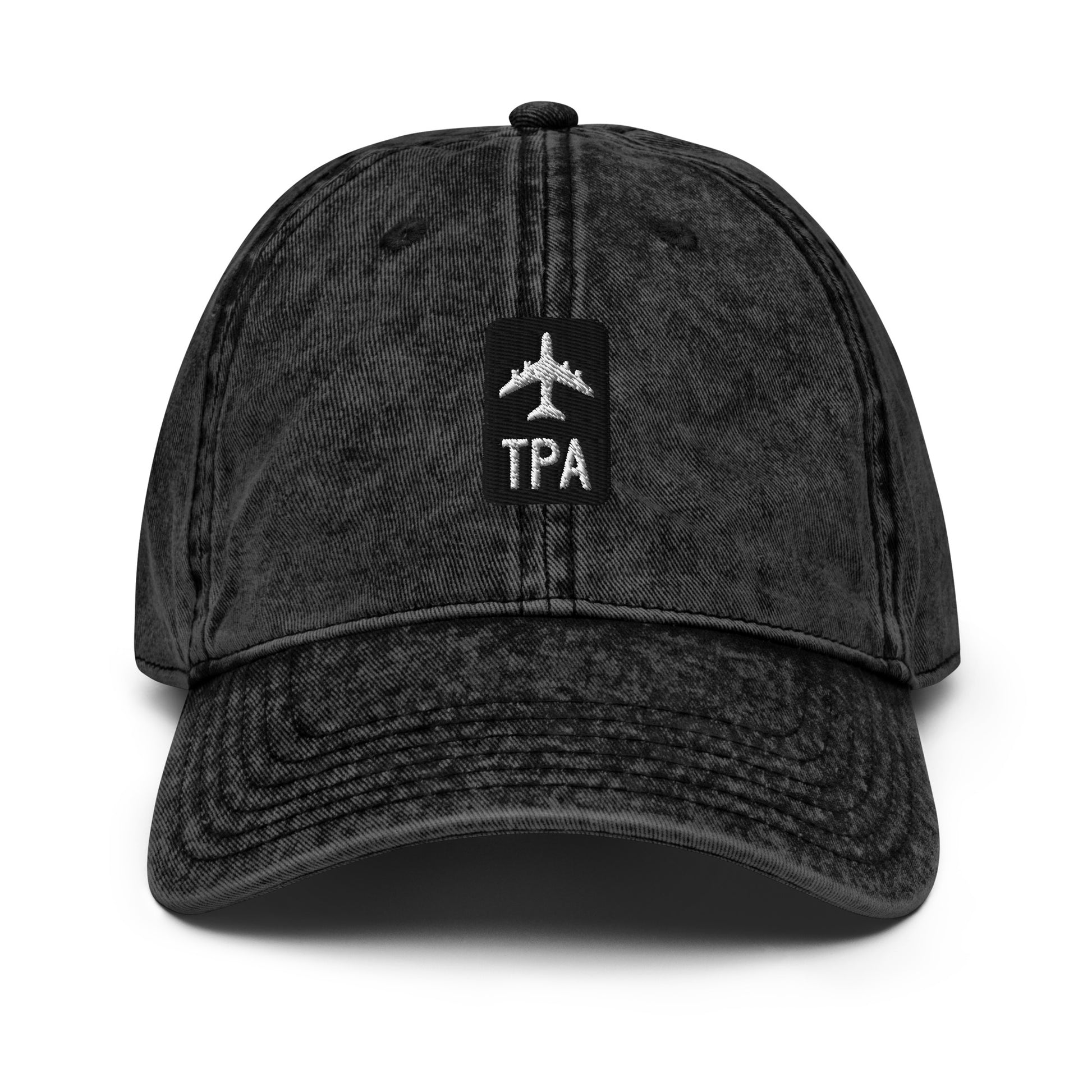 Jetliner Vintage Cotton Twill Baseball Cap • Black/White • TPA Tampa • YHM Designs - Image 08