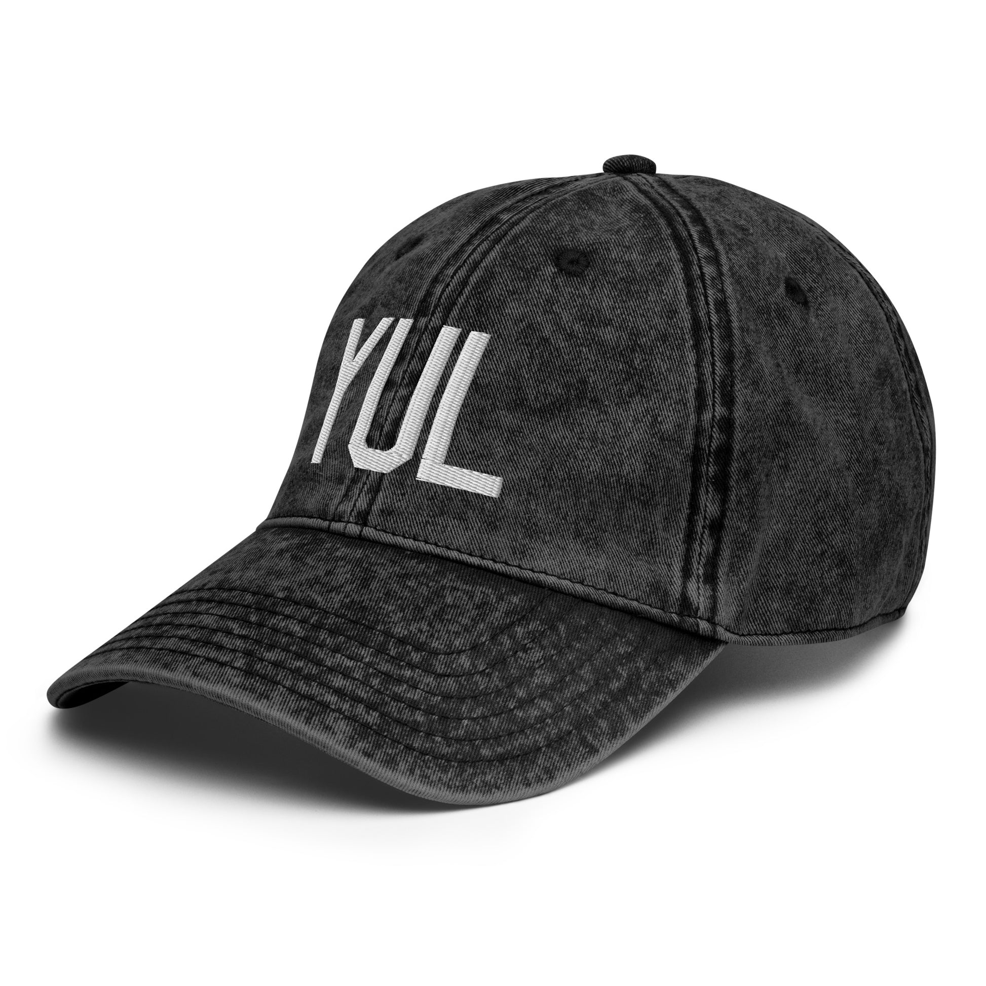 Airport Code Twill Cap - White • YUL Montreal • YHM Designs - Image 01