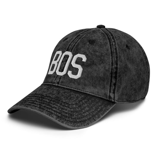 Airport Code Twill Cap - White • BOS Boston • YHM Designs - Image 01
