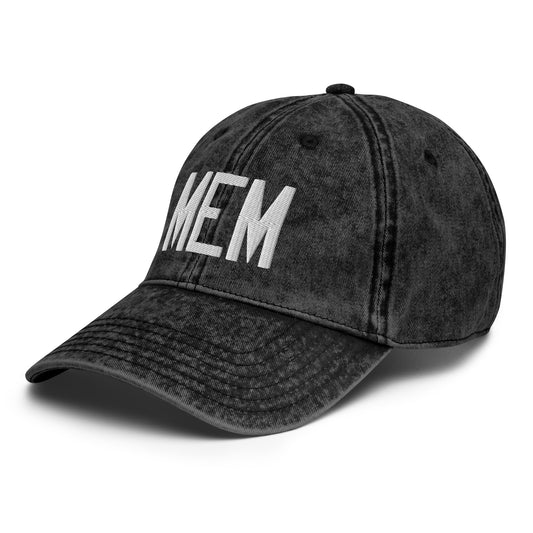 Airport Code Twill Cap - White • MEM Memphis • YHM Designs - Image 01
