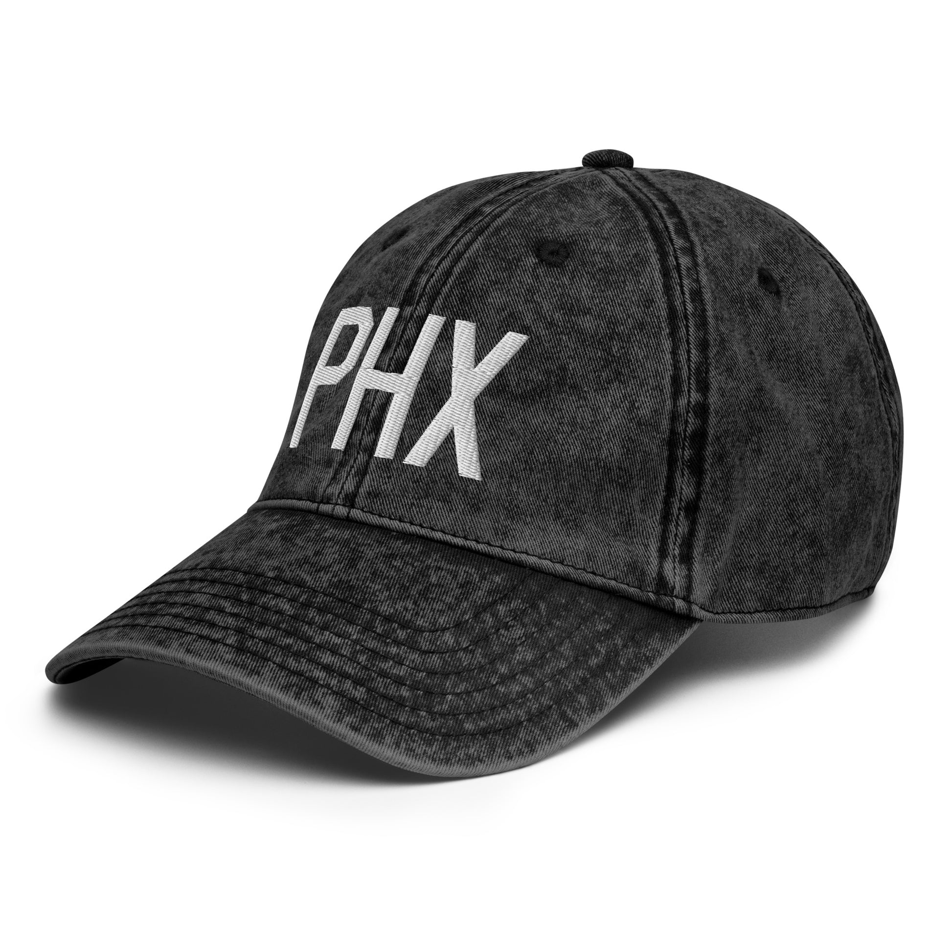 Airport Code Twill Cap - White • PHX Phoenix • YHM Designs - Image 01
